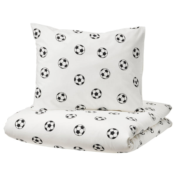 SPORTSLIG, Duvet cover and pillowcase, football pattern, 150x200/50x80 cm