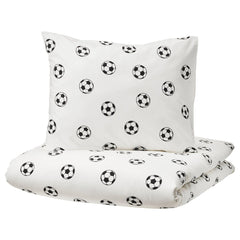 SPORTSLIG, Duvet cover and pillowcase, football pattern, 150x200/50x80 cm