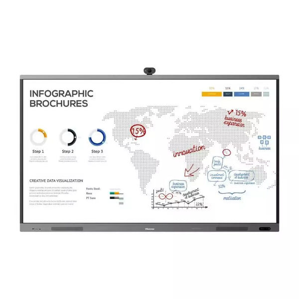 Hisense Monitor Screen 75" 4K UHD Smart Advanced Digital Interactive, Touch Display, sound bar, Array microphones, (Monitor Only) + Camera HN75WR6BE