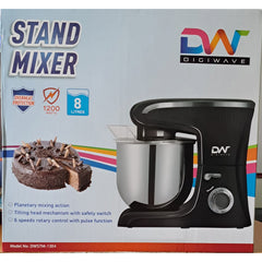 Digiwave Stand Mixer 1200W 8L 6 Speed + Pulse Functions 3 Attachments DWSTM-1304