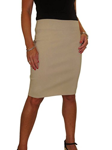 Women's Stretch Smart Casual Bodycon Pencil Skirt Ladies Above Knee Special Occasion Slim Fit Office Skirt Beige (10)