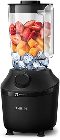 Philips Blender 3000 Series, ProBlend System, 1.9L Maximum Capacity, 1L Effective Capacity, 450W, 1 Speed Setting + Pulse, Plastic Jar, Black, (HR2041/01)