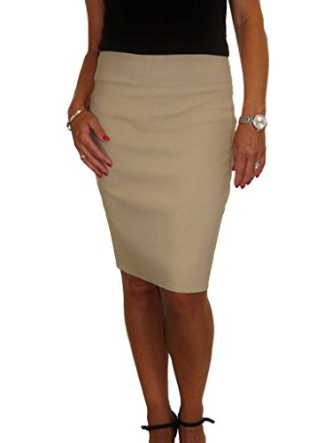 Women's Stretch Smart Casual Bodycon Pencil Skirt Ladies Above Knee Special Occasion Slim Fit Office Skirt Beige (10)