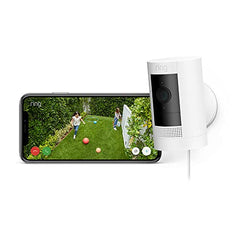 Ring Outdoor Camera Plug-In (Stick Up Cam) | HD outdoor Security Camera with 1080p video, Two-Way Talk, Wifi, Works with Alexa | alternative to CCTV system | 30-day free trial of Ring Protect