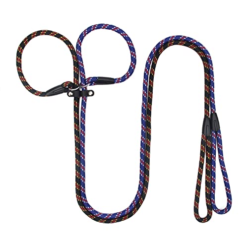 Zhichengbosi 2 PACK Adjustable Dog Leash Nylon Training Lead Leash Durable,Soft For Dogs 10-80 lbs (black+blue)