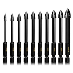10 Pcs Glass Concrete Drill Bit Set, Masonry Drill Bits for Brick, Plastic and Wood, Hex Shank Tungsten Carbide Tip Drilling Tools for Mirror and Ceramic Tile on Concrete and Brick Wall (3-10mm)