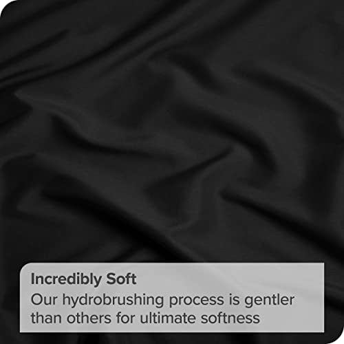 Bare Home Fitted Bottom Sheet King - Premium 1800 Ultra-Soft Microfibre - Ultra-Soft Wrinkle Free - Deep Pocket - 35 CM Deep - 15" Deep - King Fitted Sheet (King, Black)