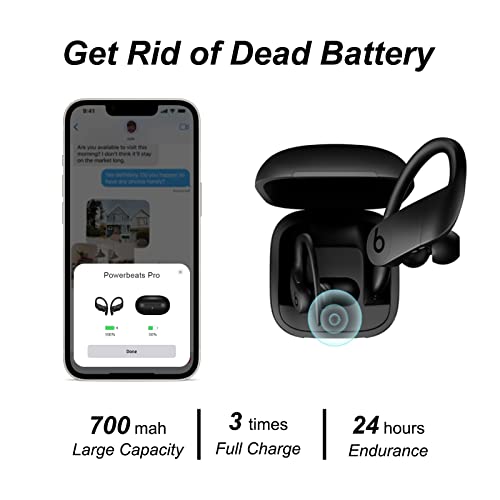 Charging Case Replacement Compatible with Powerbeats Pro with Bluetooth Pairing Sync Button, Earbuds Protective Substitute Cover, Support Cable Charging