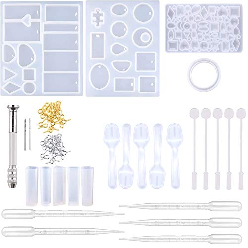 YMWALK 127PCS Silicone Resin Casting Moulds and Tools Set for Jewellery Making,Epoxy Resin Moulds, Jewelry Casting Molds,Resin DIY Craft Kit for Pendant Bracelet Key Chain Handmade Craft