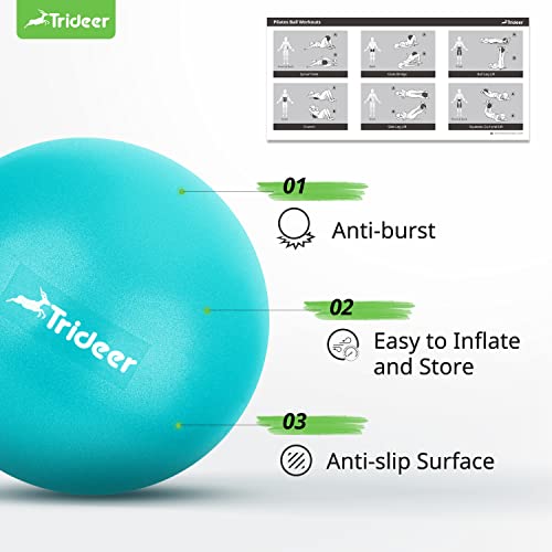 Trideer Pilates Ball 9 Inch Core Ball, Small Exercise Ball with Exercise Guide Barre Ball Bender Ball Mini Yoga Ball for Pilates, Yoga, Core Training, Physical Therapy, Balance, Stability