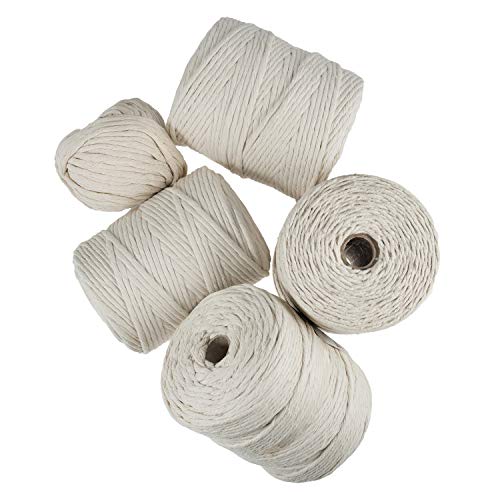 Trimits Natural Crafting Cotton Twisted Macramé Cord, 7mm x 100m