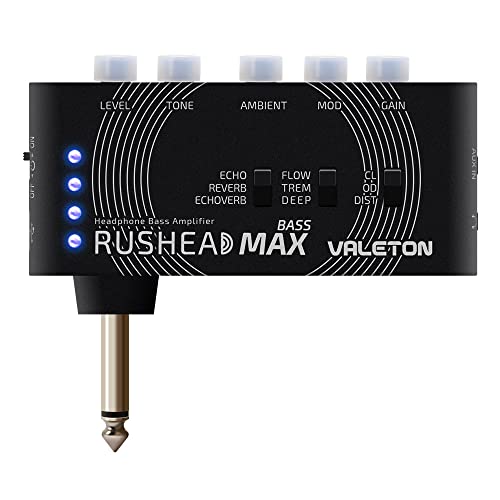 Valeton Rushead Max Bass Headphone Amplifier Multi Effects USB Chargable Portable Pocket Carry-On Bedroom Plug-In Mini Practice Amp