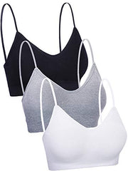 3 Pieces Neck Women Bra Seamless Padded Camisole Bandeau Tube Bra with Elastic Straps (Black, White, Grey, XL-XXL)