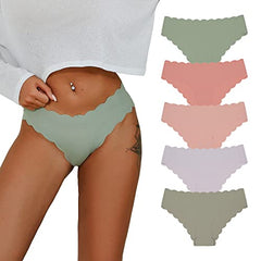 SHARICCA Seamless Underwear for Women Invisible Stretch Panties Soft Low Rise Brazilian Briefs Breathable Moderate Coverage Cool Brief Pack of 5 (Multicolour-01, M)