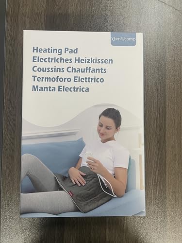 Comfytemp Heat Pad for Back Pain Relief, 12"x24" Electric Heat Pad with 3 Temperatures, Auto-Off, STAY ON Mode, Heating Pad for Lower Back Neck Shoulder, Heat Therapy for Period, Cramps, Endometriosis