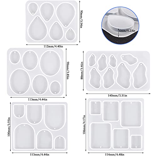 SENHAI 12 Pcs Earring Silicone Moulds for Resin, Variety Size Resin Earring Moulds with Hole, Jewelry Moulds Silicone for Making Jewelry, Earrings, Pendants with 360 Pcs Earring Accessories