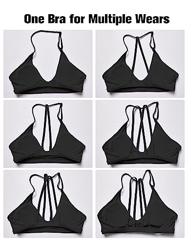 YEOREO Sports Bras for Women Padded Backless Workout Bra Karlena Low Impact Criss Cross Yoga Crop Tank Top, #0 Black, S