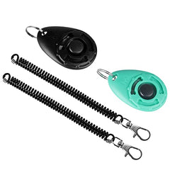 Dog Clicker, [2 PCS,Black&Green] Diyife Pet Training Clicker with Wrist Strap for Dog Cat Horse