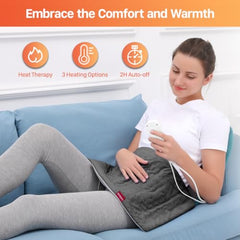 Comfytemp Heat Pad for Back Pain Relief, 12"x24" Electric Heat Pad with 3 Temperatures, Auto-Off, STAY ON Mode, Heating Pad for Lower Back Neck Shoulder, Heat Therapy for Period, Cramps, Endometriosis