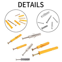 210 Pcs Wall Plugs and Screws Set, 7 Sizes Hollow Wall Anchor with Screws Assortment Kit, Masonry Brick Concrete Wall Fixings Self Drilling Screws and Wall Plugs Anchor Bolts - M5/M6/M8