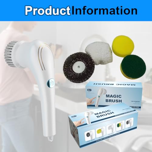 YOYIAG Electric Spin Scrubber Cordless: Electric Cleaning Brush with 5 Replaceable Brush Heads, Cordless Scrubber Perfect, Power Spin Scrubber for Kitchen Wall Bathtub Window Sink Shoes