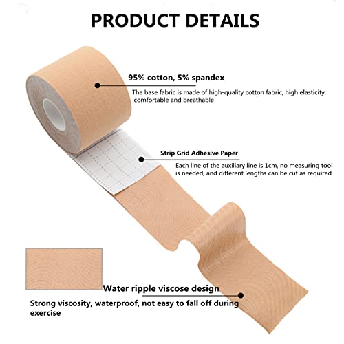 kuou 10m Kinesiology Tape, Boob Tape, 2x5m Roll of Elastic Muscle Support Tape for Exercise, Sports & Injury Recovery
