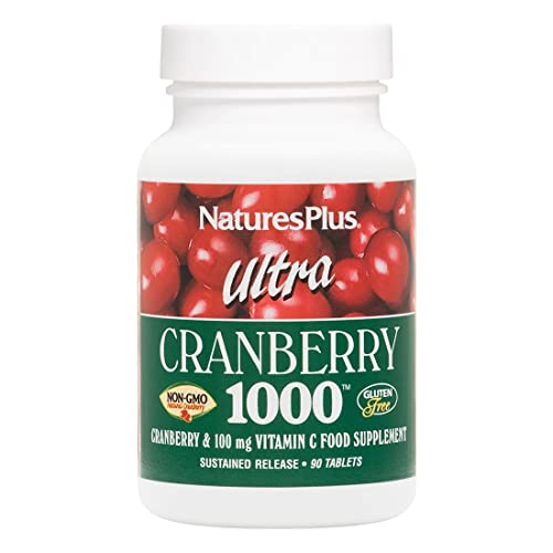 NaturesPlus Ultra Cranberry 1000mg Sustain Release - Natural Cranberry Extract, Herbs and Vitamin C Supplement - Non-GMO, Gluten Free, Vegetarian - 90 Tablets