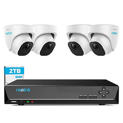 Reolink 4K NVR 5MP PoE CCTV Security Camera System, 8CH CCTV System with 2TB HDD NVR and 4X 5MP Motion Detection Outdoor PoE IP Cameras, 100ft Night Vision Remote Access,RLK8-520D4-5MP