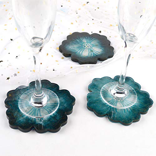 Coaster Mould for Resin, Large Flower Shape Coaster Tray Plate Molds Resin Casting Agate Silicone Mold Craft Kit