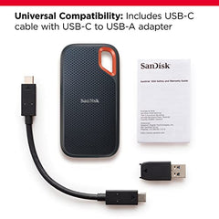 SanDisk Extreme 1TB Portable NVMe SSD, USB-C, up to 1050MB/s Read and 1000MB/s Write Speed, Water and Dust-Resistant, Black