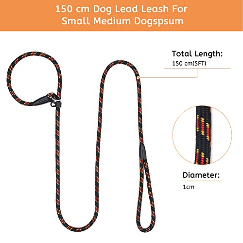 Zhichengbosi 2 PACK Adjustable Dog Leash Nylon Training Lead Leash Durable,Soft For Dogs 10-80 lbs (black+blue)