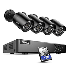 ANNKE 8 Channel Outdoor Security CCTV Camera System with Smart Human & Vehicle Detection, 3K Lite H.265+ DVR with 1TB Hard Drive and 4x 1080P Home Security Cameras, Email & APP Alert with Images-E200