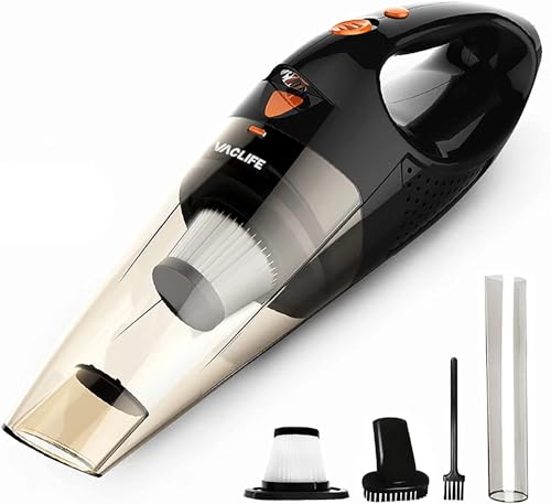 VacLife Handheld Vacuum, Car Vacuum Cleaner Cordless, Mini Portable Rechargeable Hand Held Vacuum Cordless, Car Hoover Powerful with 2 Filters, Orange (VL189)