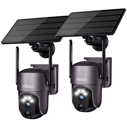 Xega Smart Solar Security Camera Outdoor Wi-Fi, 2K Super HD PTZ