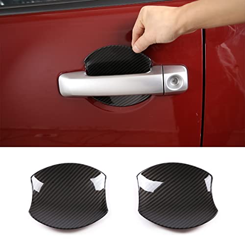 DIYUCAR ABS Carbon Fiber Style Car Exterior Door Handle Bowl Cover Trims Protector Stickers for Toyota FJ Cruiser 2007-2021 Auto Accessories (Black Carbon Fiber)