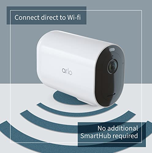 Arlo Pro 4 XL Security Camera Outdoor, 2K HDR, Wireless CCTV, 12-Month Battery, Colour Night Vision, 2-Way Audio, Built-in Siren, No Hub Needed, 90-Day Free Trial of Arlo Secure Plan, White