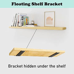 MLOQI Black Shelf Brackets Heavy Duty 5mm Thick Floating Shelf Brackets Metal Brackets for Shelves Rustic Shelf Bracket 6 Pack (8 Inches)