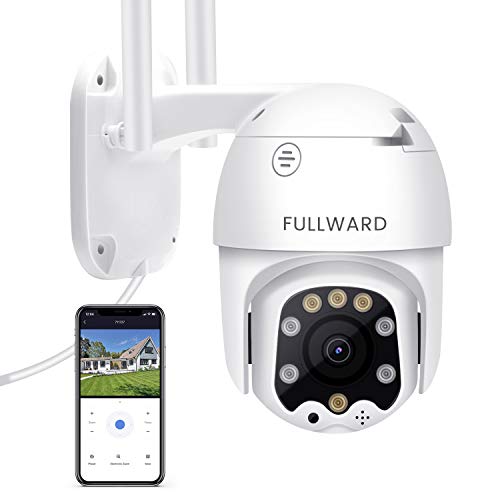 FULLWARD 1080P Outdoor Security Camera Human AI Motion Detection PTZ Dome 2.4G WiFi Home Security CCTV Camera Night Vision 2-Way Audio Waterproof Wireless HD Surveillance Camera, P6slite App