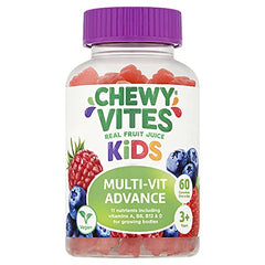 Chewy Vites Kids Multivitamin Advance 60 Gummy Vitamins | 11 Essential Nutrients | 1-a-Day | 2 Months Supply | Real Fruit Juice | Vegan | 3 Years+