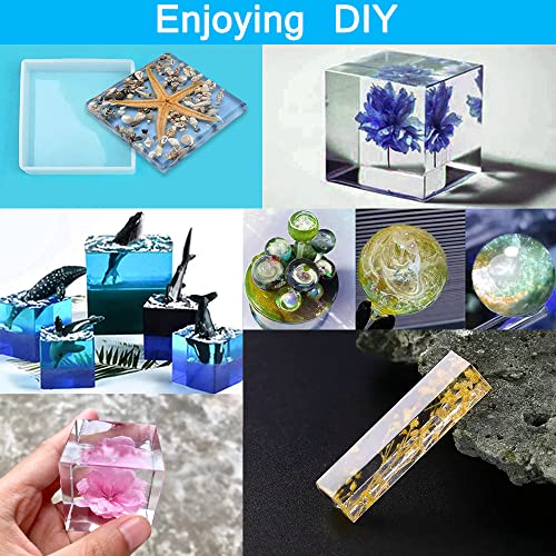 11 Pcs Resin Moulds, FineGood Epoxy Resin Moulds Silicone Square Ball Resin Mould DIY Cube Silicone Moulds for Resin Flower Preservation Jewellery Soap Specimen