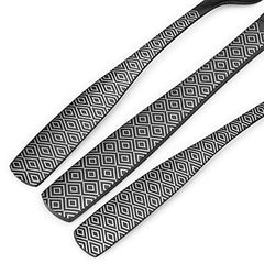 Matte Black Cutlery Set, Bettlife 16-Piece Tableware Set Stainless Steel Flatware Silverware Set with Knife and Fork Set, Service for 4, Unique Pattern Design, Dishwasher Safe (Black Diamond, 16P)