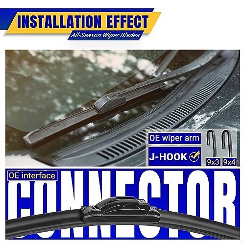 4 wipers Replacement for 2007-2014 Toyota FJ Cruiser, Windshield Wiper Blades Original Equipment Replacement - 16"/14"/14"/10" (Set of 4) U/J HOOK