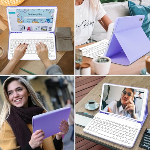 tititinita iPad Case with Keyboard 10.2 inch - iPad 9th Generation Case with Keyboard (2021), Built-in Pencil Holder - iPad Case 9th Generation/8th Gen/7th(UK Layout) - Purple