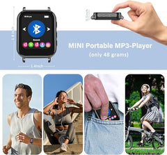 CCHKFEI 32GB Watch MP3 Player with Bluetooth, Sports MP3 Player with Sports Watch Touch Screen Hi-Fi Lossless Sound Music Player Pedometer for Sports, Fitness, Jogging, Running, Workout, Traveling