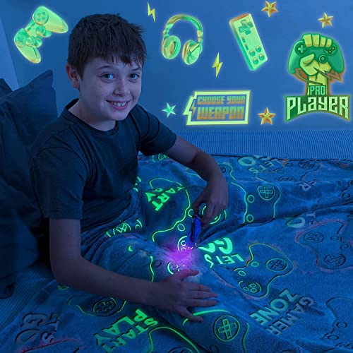 36Pcs Game Glow in the Dark Stickers,Video Game Wall Stickers,Controller Wall Decals,Gamer Wall Stickers xbox,Removable Video Game Wall Mural for Boys Bedroom Men Kids Playroom Gaming Room Decorations