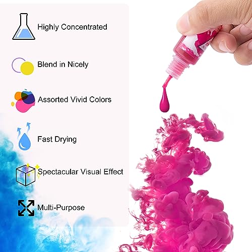 Alcohol Ink Set 30 Bottles - 20 Vibrant Colour with 10 Metallic Colours Alcohol-Based Ink for Epoxy Resin Art, Resin Petri Dish Making - Alcohol Colour Dye for Yupo, Painting, DIY Tumbler - 10ml Each
