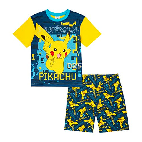 Pokemon Boys Pyjamas, Pikachu Short PJs Set, Ages 6 to 13 Years Old (as8, age, 6_years, 7_years) Yellow