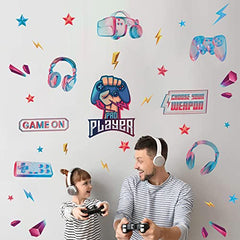 36Pcs Game Glow in the Dark Stickers,Video Game Wall Stickers,Controller Wall Decals,Gamer Wall Stickers xbox,Removable Video Game Wall Mural for Boys Bedroom Men Kids Playroom Gaming Room Decorations