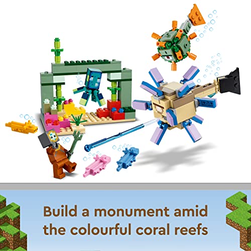 LEGO 21180 Minecraft The Guardian Battle Set, Coral Fish Toy, Gifts for Kids, Boys and Girls Age 8 Plus with Mobs Figures