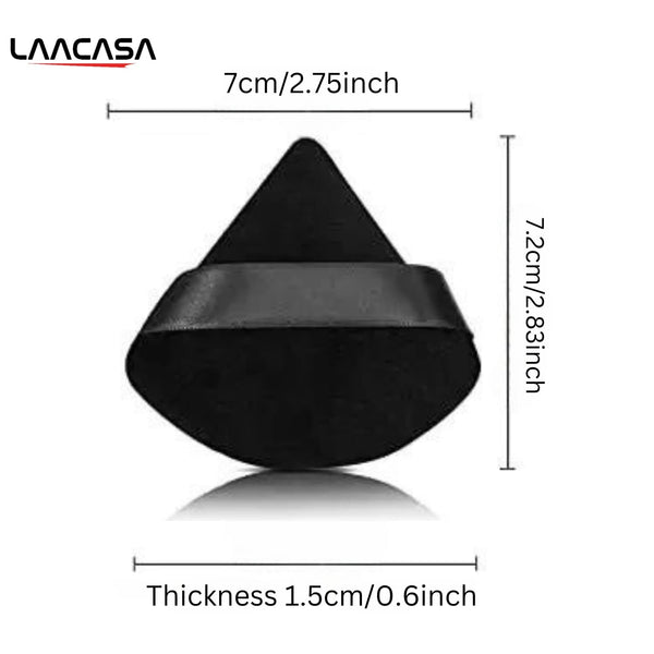 LAACASA 8 Pcs Powder Puff Face Triangle Powder Puffs Soft & Reusable Foundation Makeup Puff with Strap, Dry & Wet Makeup Powder Puff, Makeup Sponge Perfect for Pressed Powder (Black)